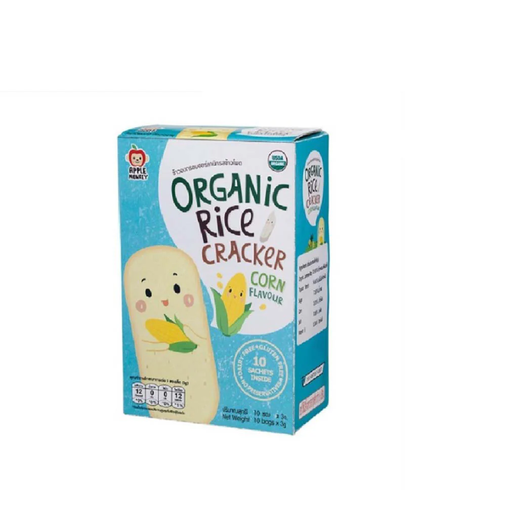 APPLE MONKEY ORGANIC RICE CRACKER CORN 30G