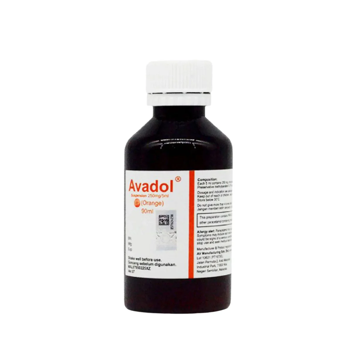 AVADOL SUSPENSION 250MG ORANGE 90ML