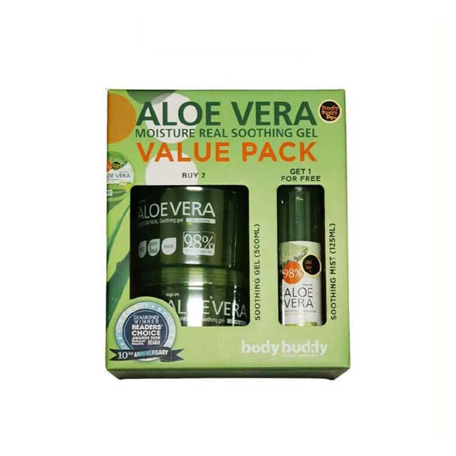 BODY BUDDY ALOE VERA MOISTURE GEL 500ML 2S + SOOTHING MIST