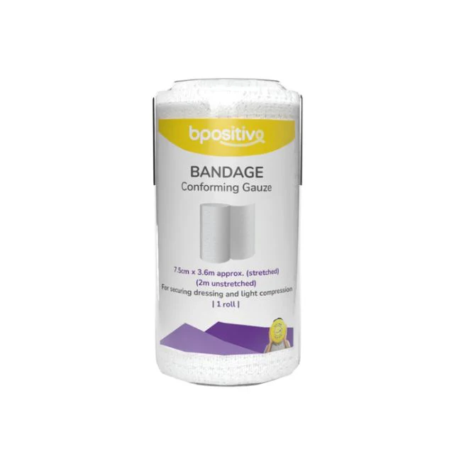 BPOSITIVE CONFORMING GAUZE BANDAGE 7.5CMX2M 1S