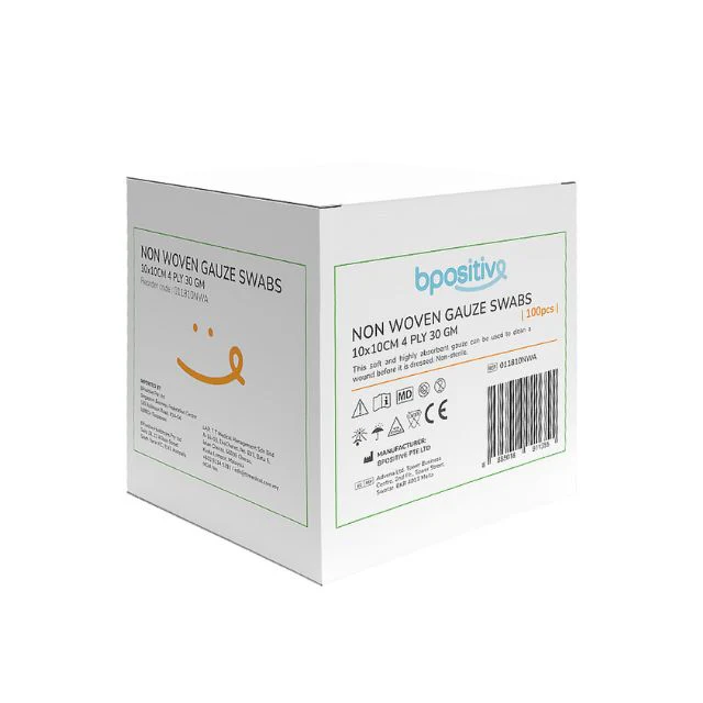 BPOSITIVE NON WOVEN GAUZE SWABS 10CMX10CM 100S