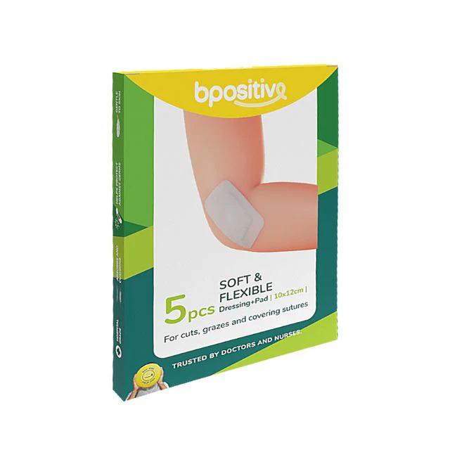 BPOSITIVE SOFT&FLEXIBLE DRESSING+PAD 10X12CM 5S