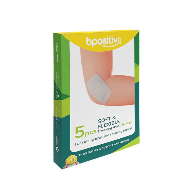 BPOSITIVE SOFT&FLEXIBLE DRESSING+PAD 5X7CM 5S
