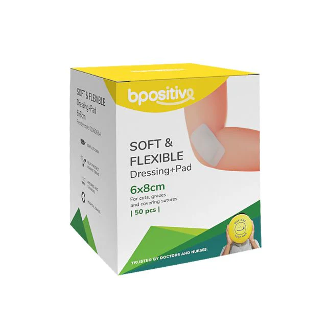 BPOSITIVE SOFT&FLEXIBLE DRESSING+PAD 6X8CM 50S