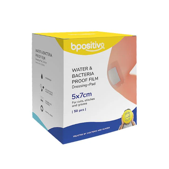 BPOSITIVE WATER&BACTERIA PROOF DRESSING PAD 5X7CM 50S