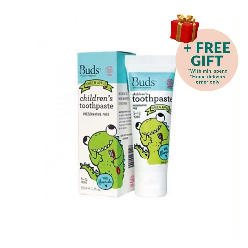 BUDS CHILDREN T-PAS FLUORIDE(3-12YEARS)GREEN APPLE 50ML