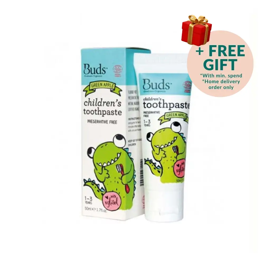 BUDS CHILDREN TOOTHPASTE XYLITOL(1-3YEARS)GREEN APPLE 50ML