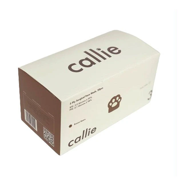 CALLIE AD 3PLY SURGICAL MASK BROWN WHITE 50S