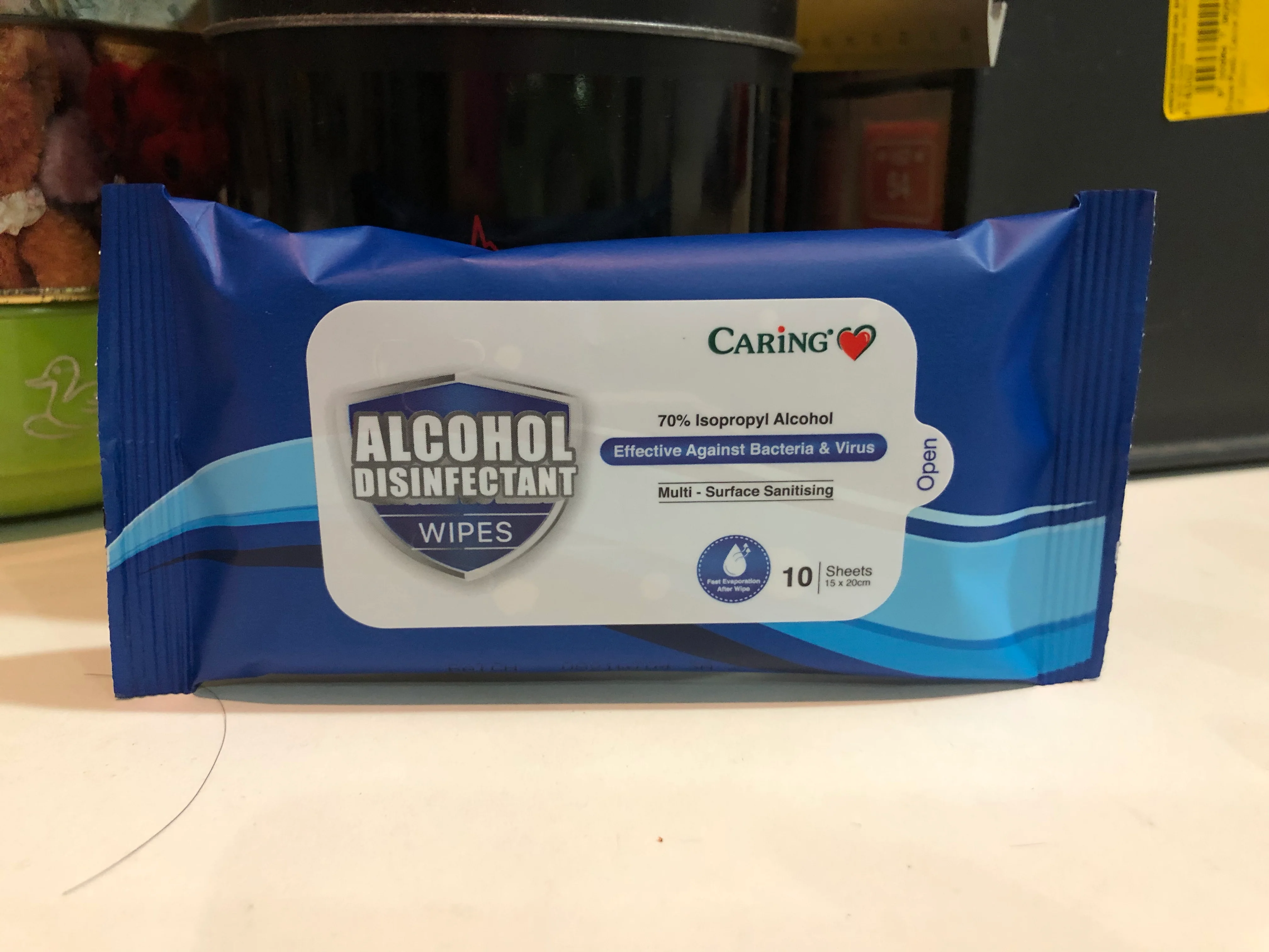 CARING ALCOHOL DISFECTANT WIPES 10S - Image 2