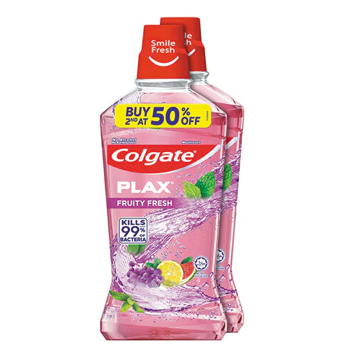 COLGATE PLAX MOUTHWASH FRUITY FRESH 750ML 2S