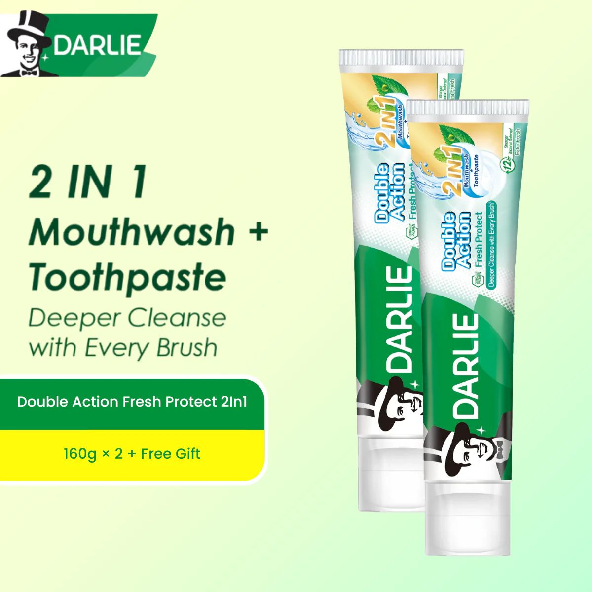 DARLIE TOOTHPASTE DOUBLE ACTION FRESH PROTECT 2IN1 160G 2S +G