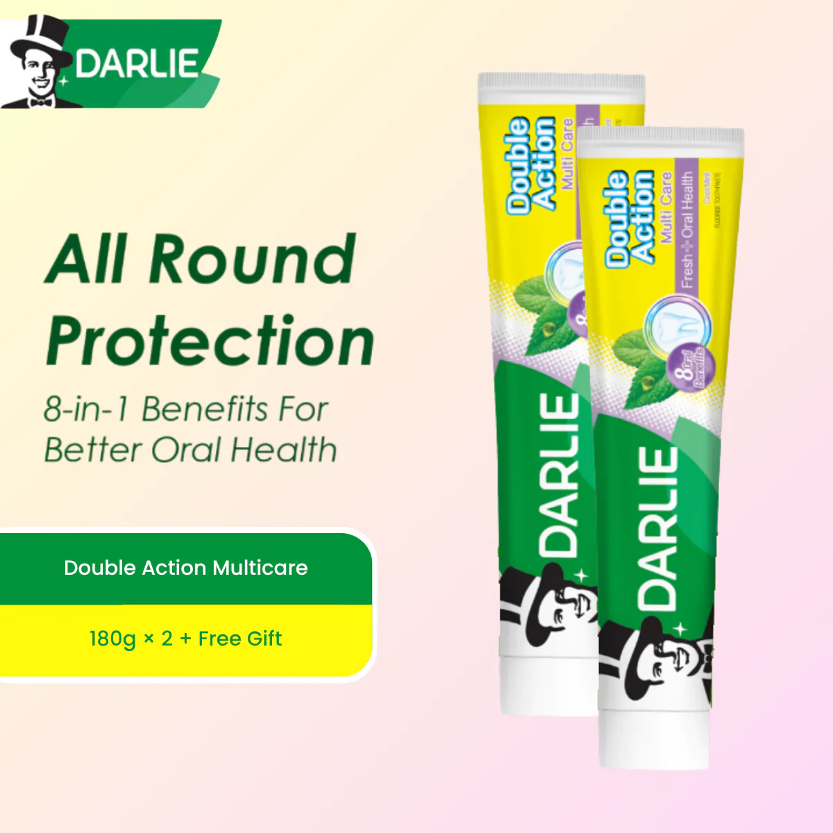 DARLIE TOOTHPASTE DOUBLE ACTION MULTICARE 180G 2S + G