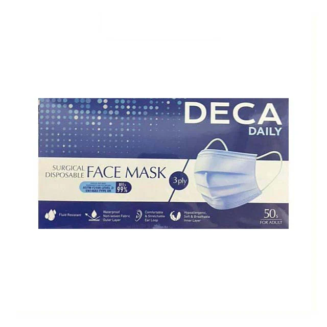 DECA DAILY SURGICAL DISPOSABLE ADULT FACE MASK 50S