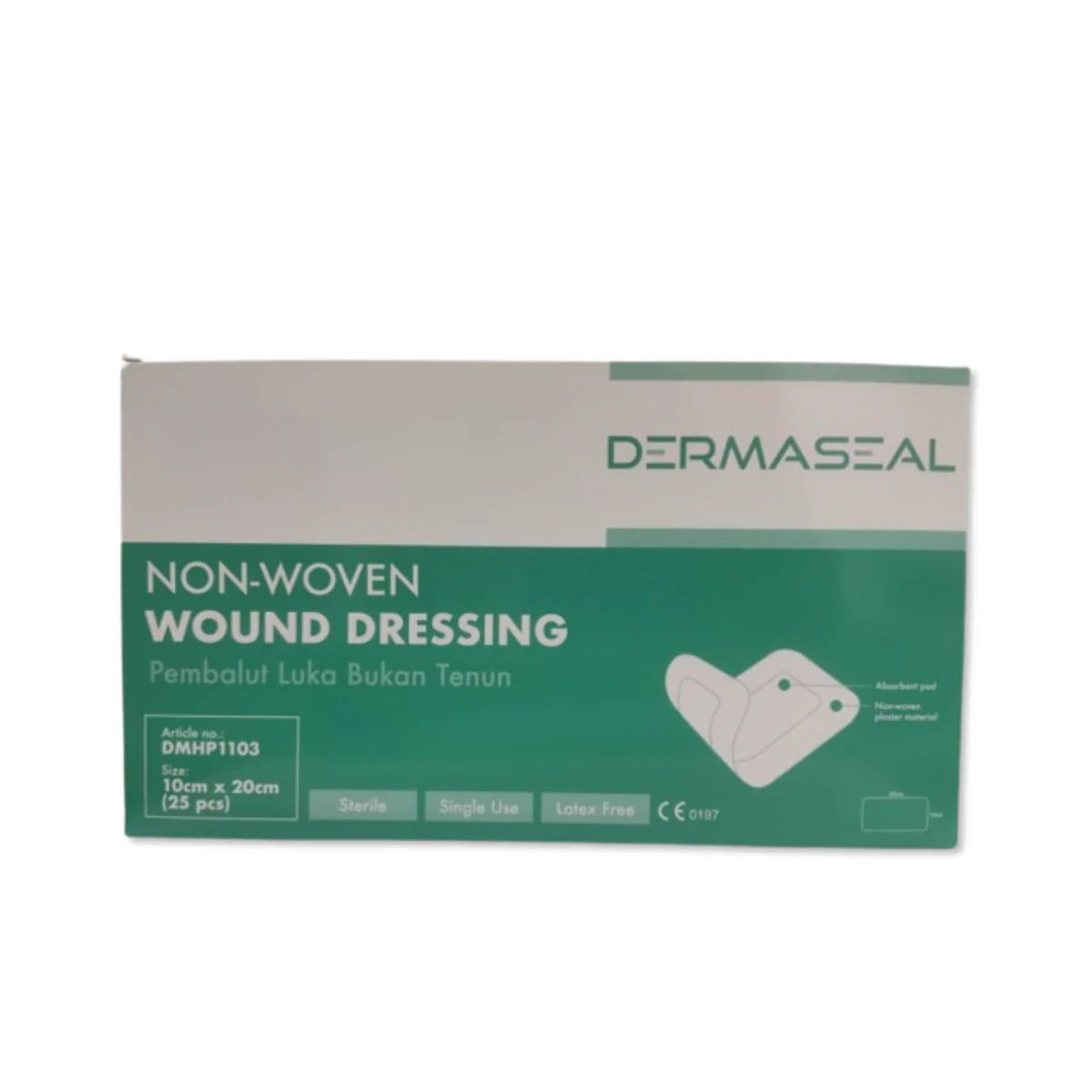 DERMASEAL NON-WOVEN DRESSING 10CMX20CM 25S