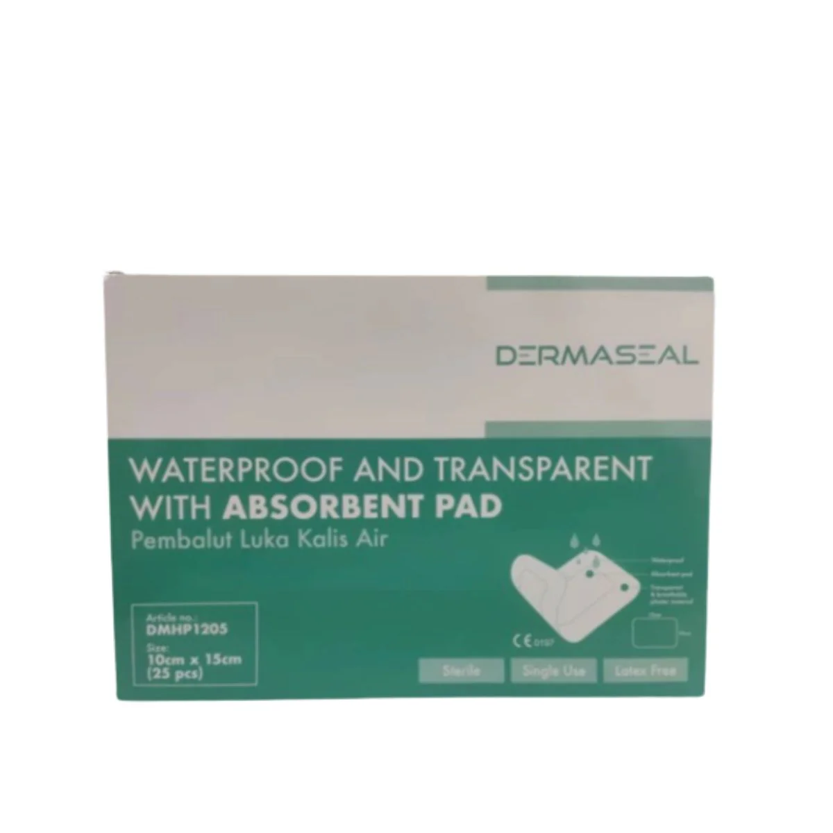 DERMASEAL WATERPROOF DRESSING WITH ABSORBENT PADS 10CMX15CM 25S