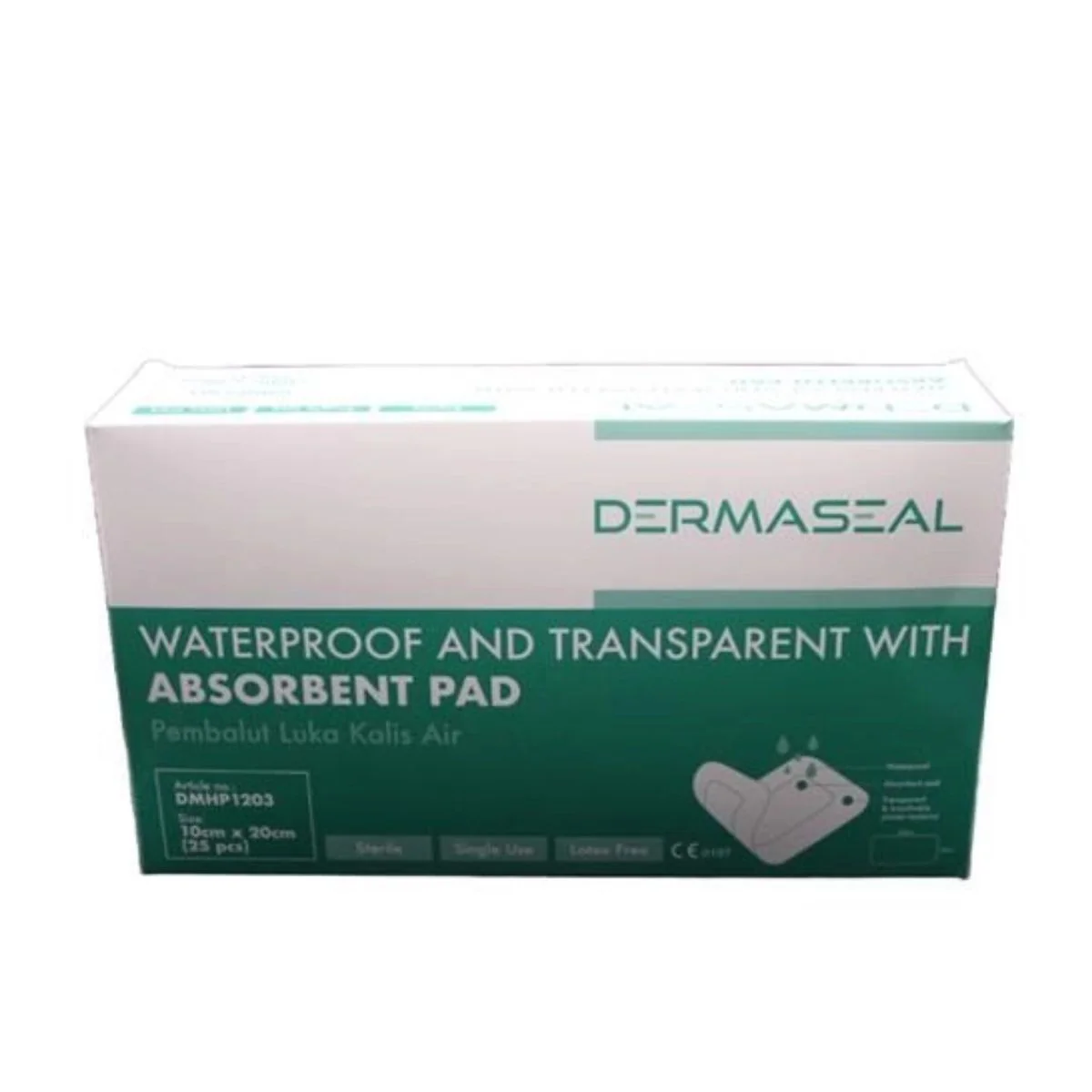 DERMASEAL WATERPROOF DRESSING WITH ABSORBENT PADS 10CMX20CM 25S