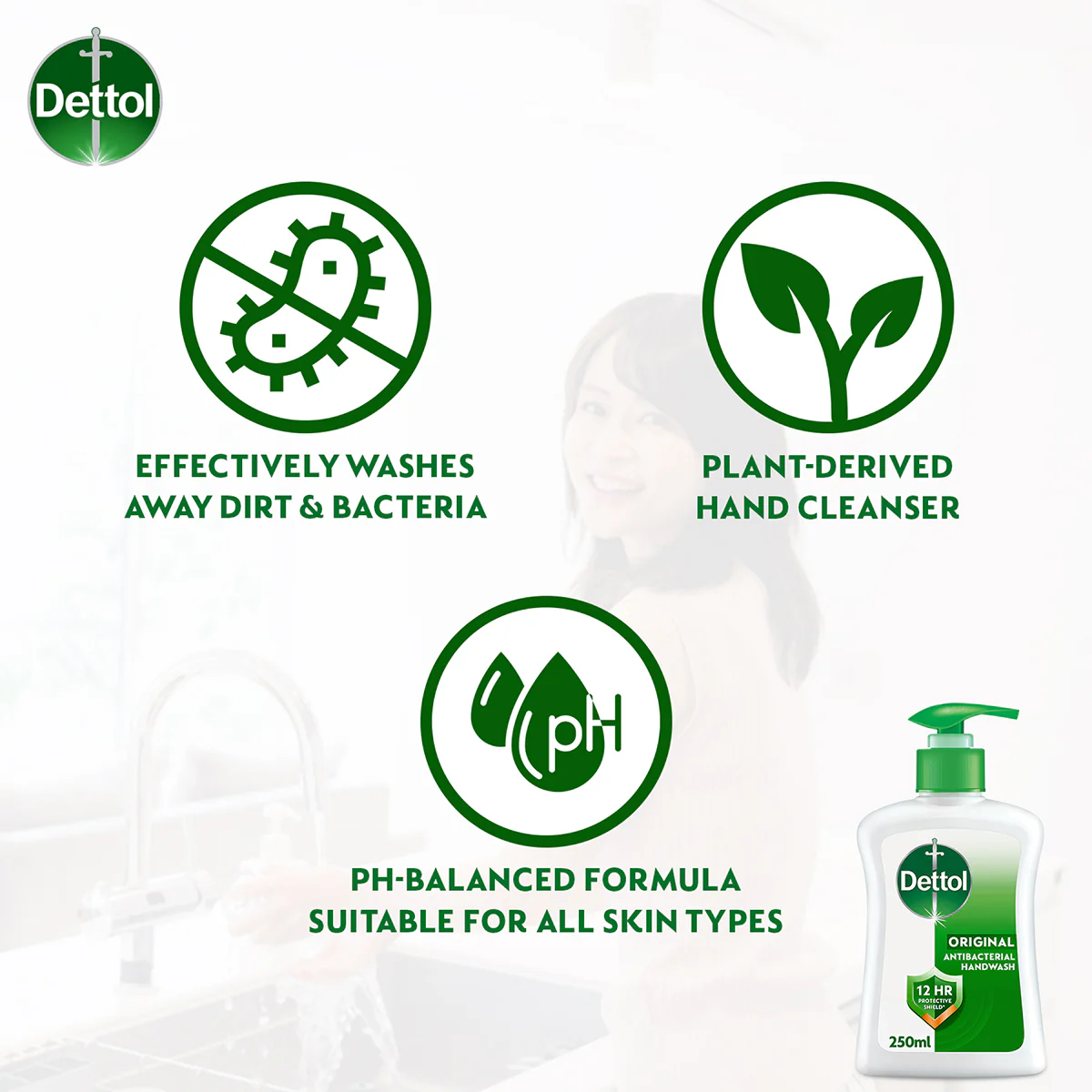 DETTOL ANTIBACTERIAL HAND WASH LIQUID ORIGINAL 250ML 3S - Image 3