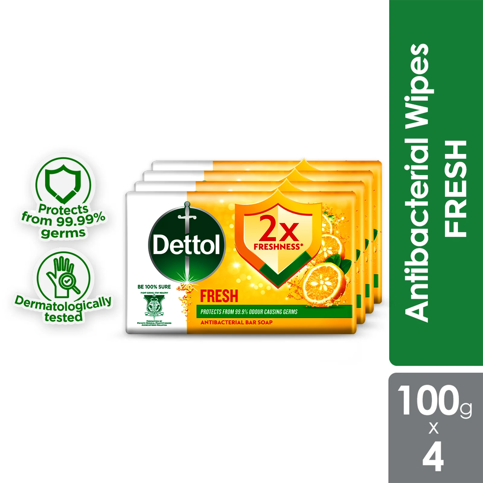 DETTOL BAR SOAP FRESH 100G 4S
