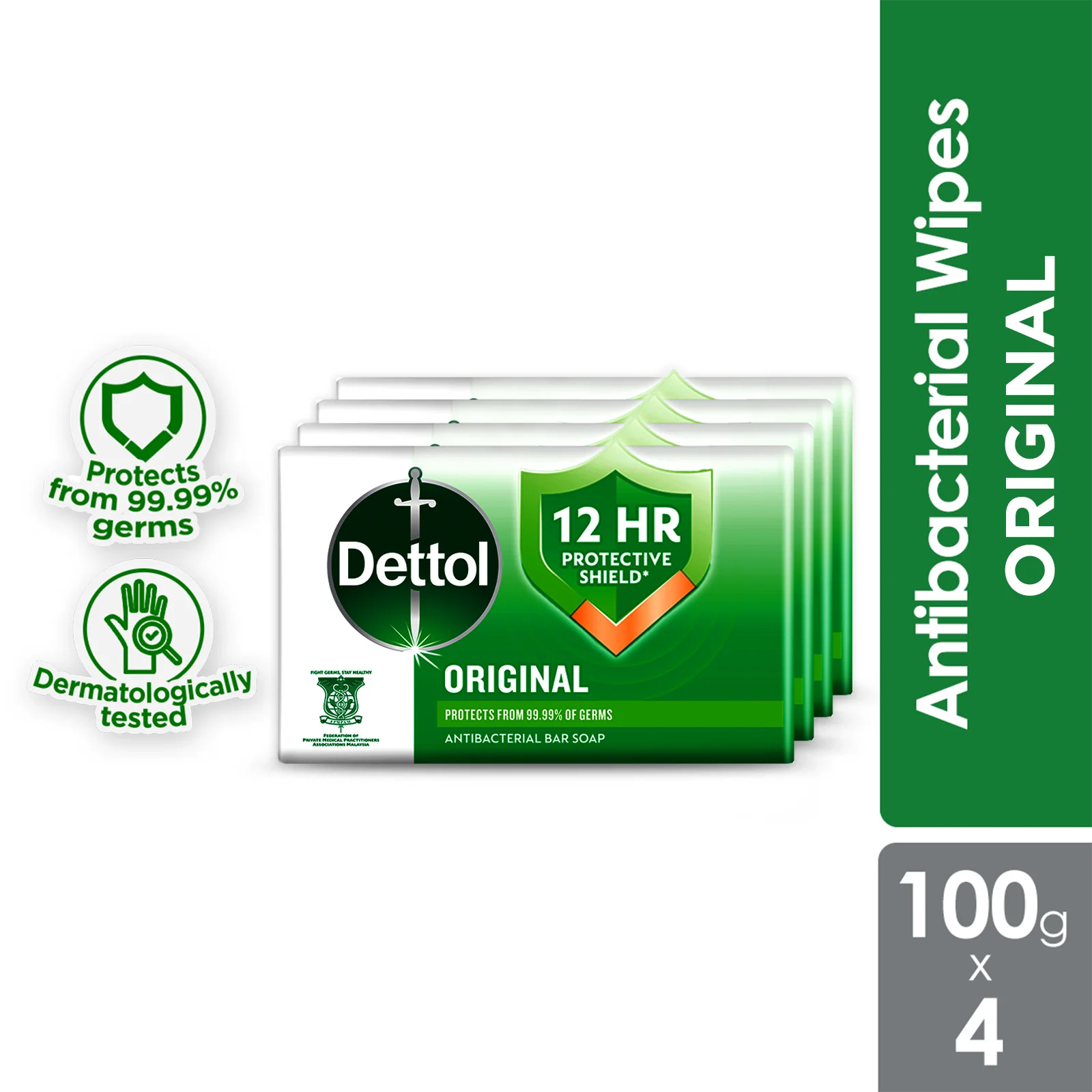 DETTOL BAR SOAP ORIGINAL ORIGINAL100G 4S
