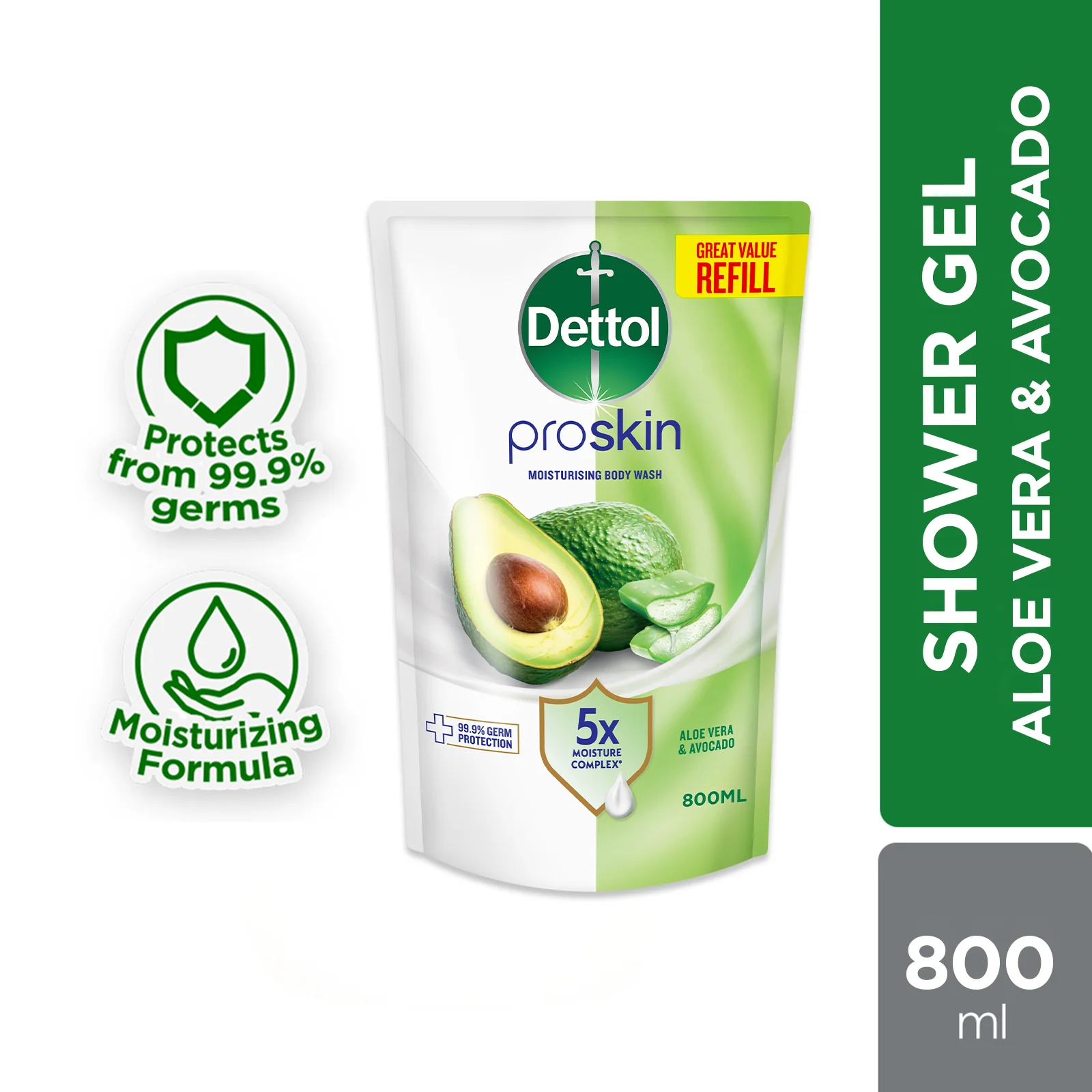 DETTOL PROSKIN BODY WASH ALOE VERA & AVOCADO REFILL 800G