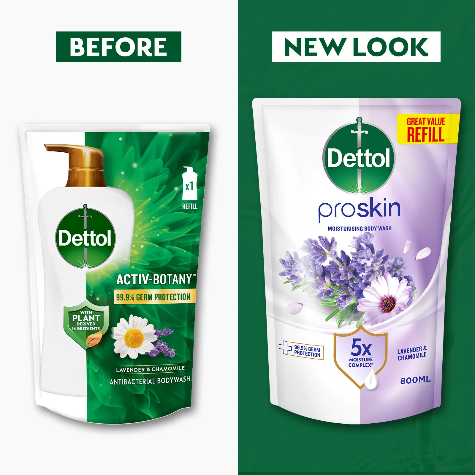DETTOL PROSKIN BODY WASH BOTANICALS LAVENDER & CHAMOMILE REFILL 800G - Image 2