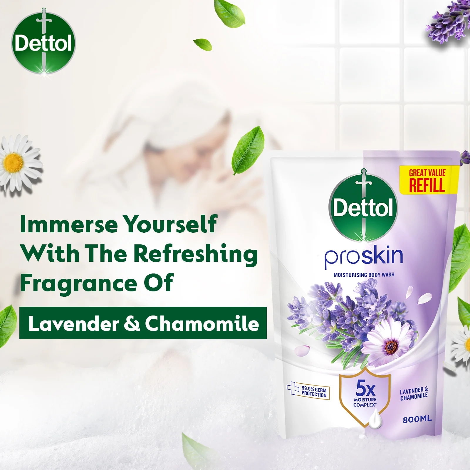 DETTOL PROSKIN BODY WASH BOTANICALS LAVENDER & CHAMOMILE REFILL 800G - Image 5