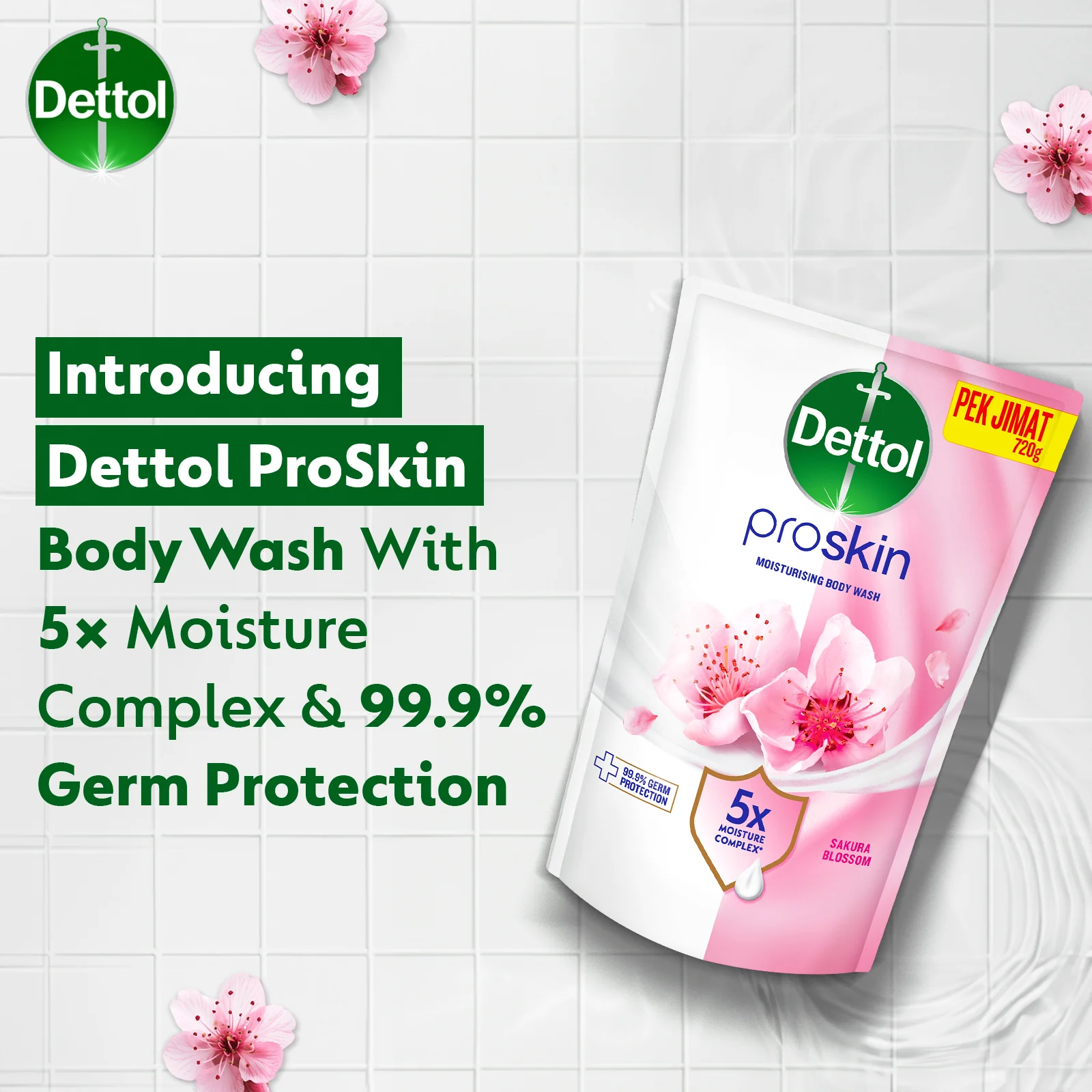 DETTOL PROSKIN BODY WASH SAKURA BLOSSOM REFILL 800G - Image 3