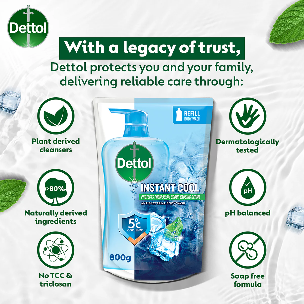 DETTOL SHOWER GEL COOL (VALUE REFILL) 800G - Image 6
