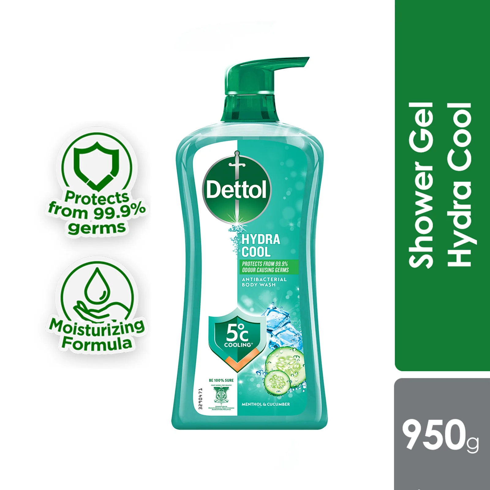 DETTOL SHOWER GEL HYDRA COOL MENTHOL CUCUMBER 950G