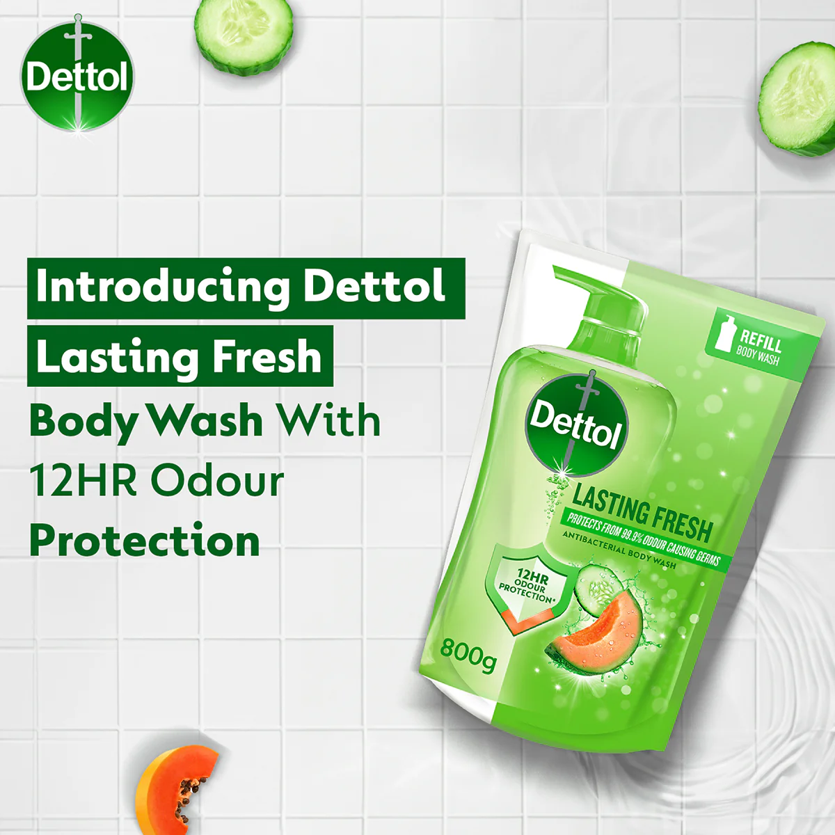 DETTOL SHOWER GEL LASTING FRESH (VALUE REFILL) 800G - Image 2