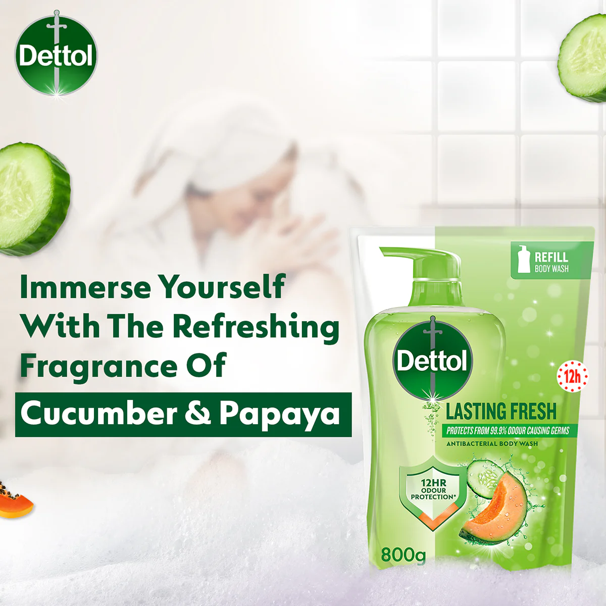 DETTOL SHOWER GEL LASTING FRESH (VALUE REFILL) 800G - Image 4