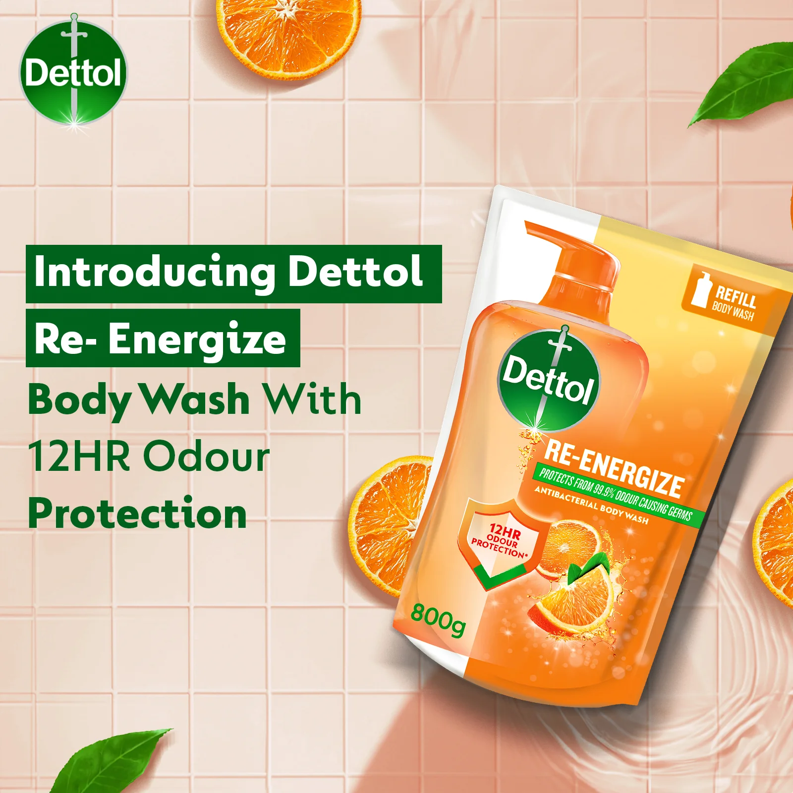 DETTOL SHOWER GEL RE-ENERGIZE (VALUE REFILL) 800G - Image 2