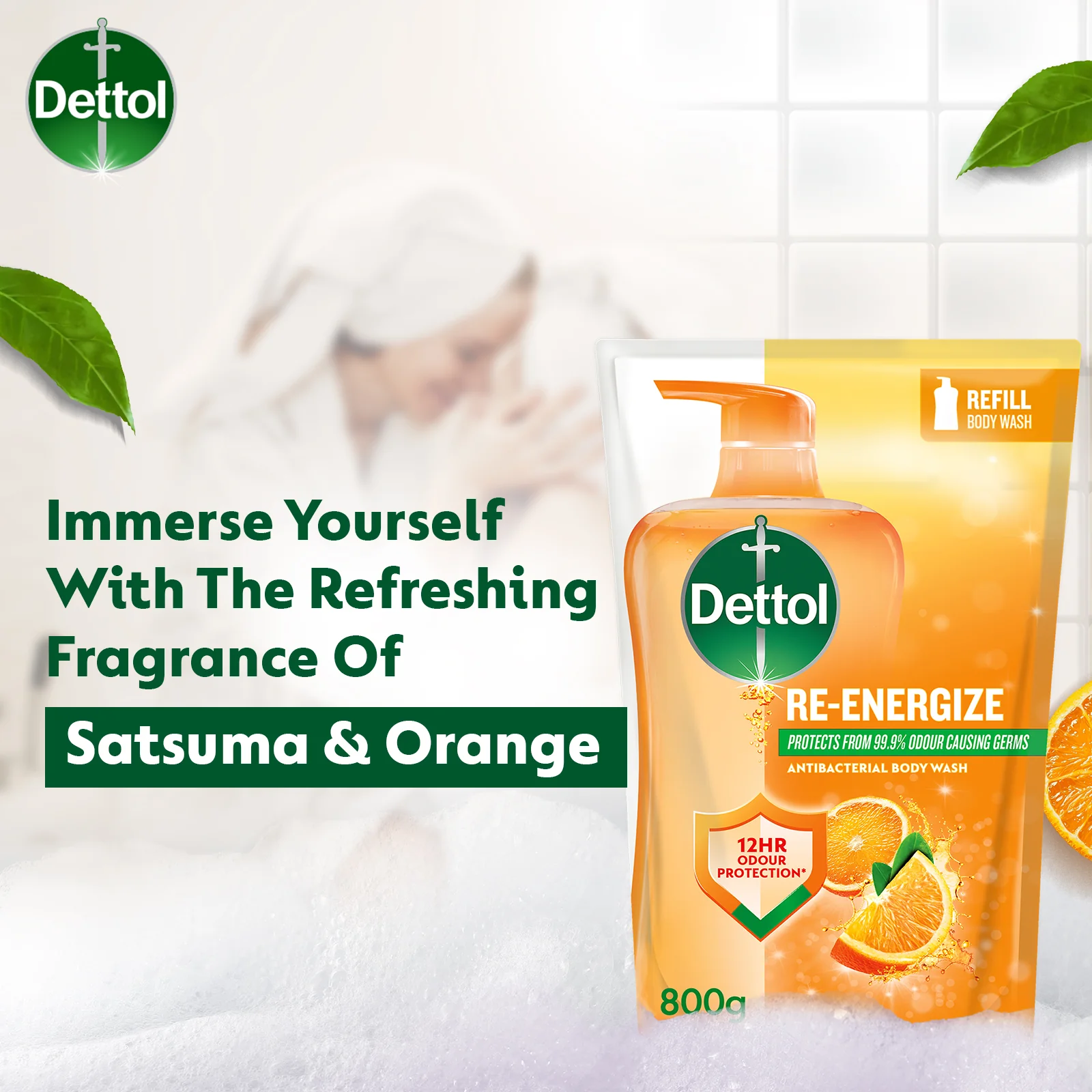 DETTOL SHOWER GEL RE-ENERGIZE (VALUE REFILL) 800G - Image 4