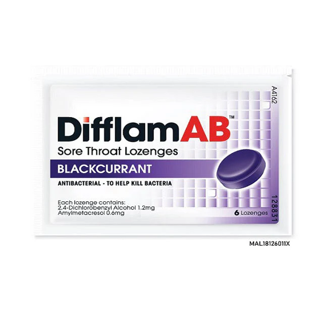 DIFFLAM AB LOZENGES BLACKCURRANT 6S