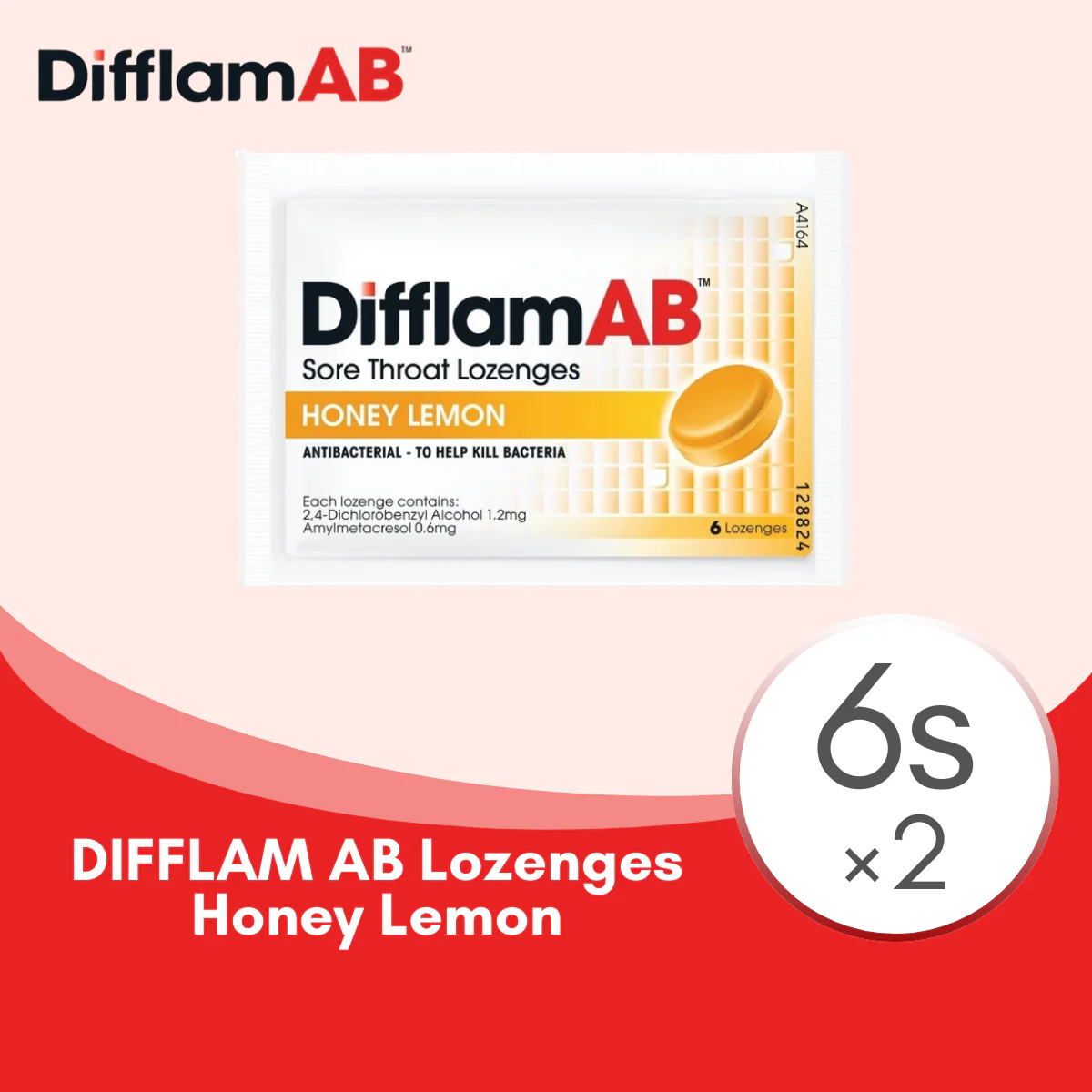 DIFFLAM AB LOZENGES HONEY LEMON 6S × 2