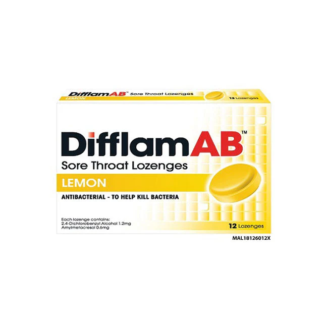 DIFFLAM AB LOZENGES LEMON 12S