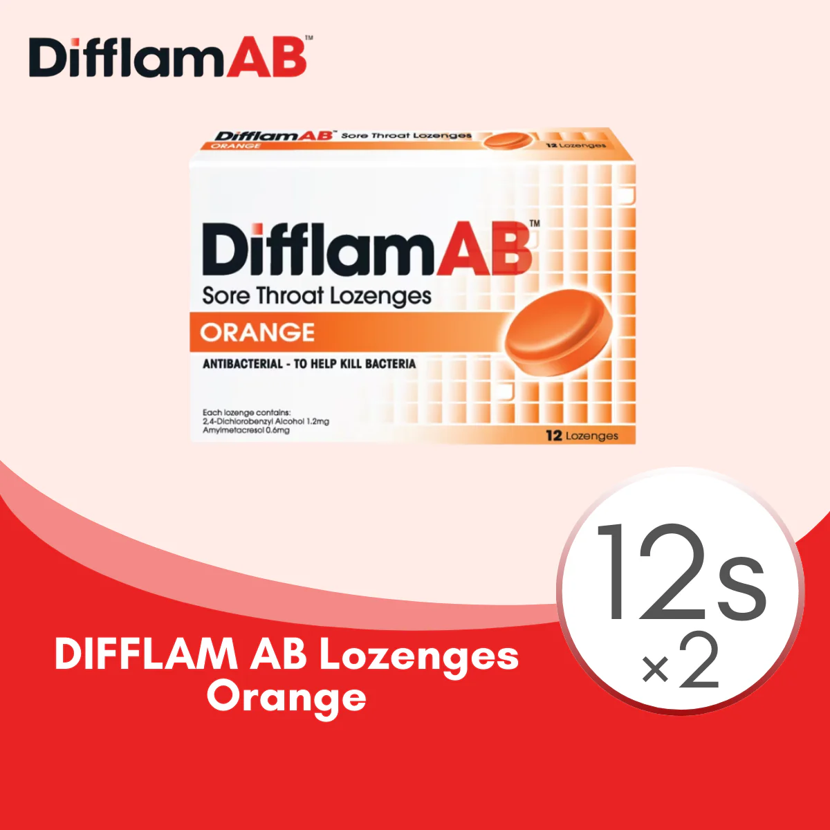 DIFFLAM AB LOZENGES ORANGE 12S × 2