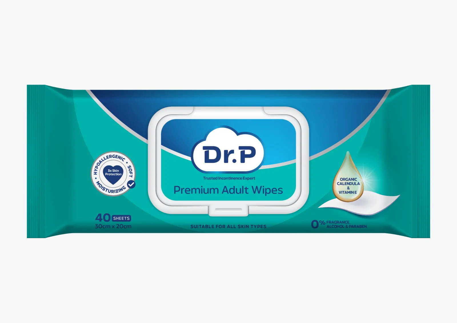 DR P PREMIUM ADULT WIPES 40S
