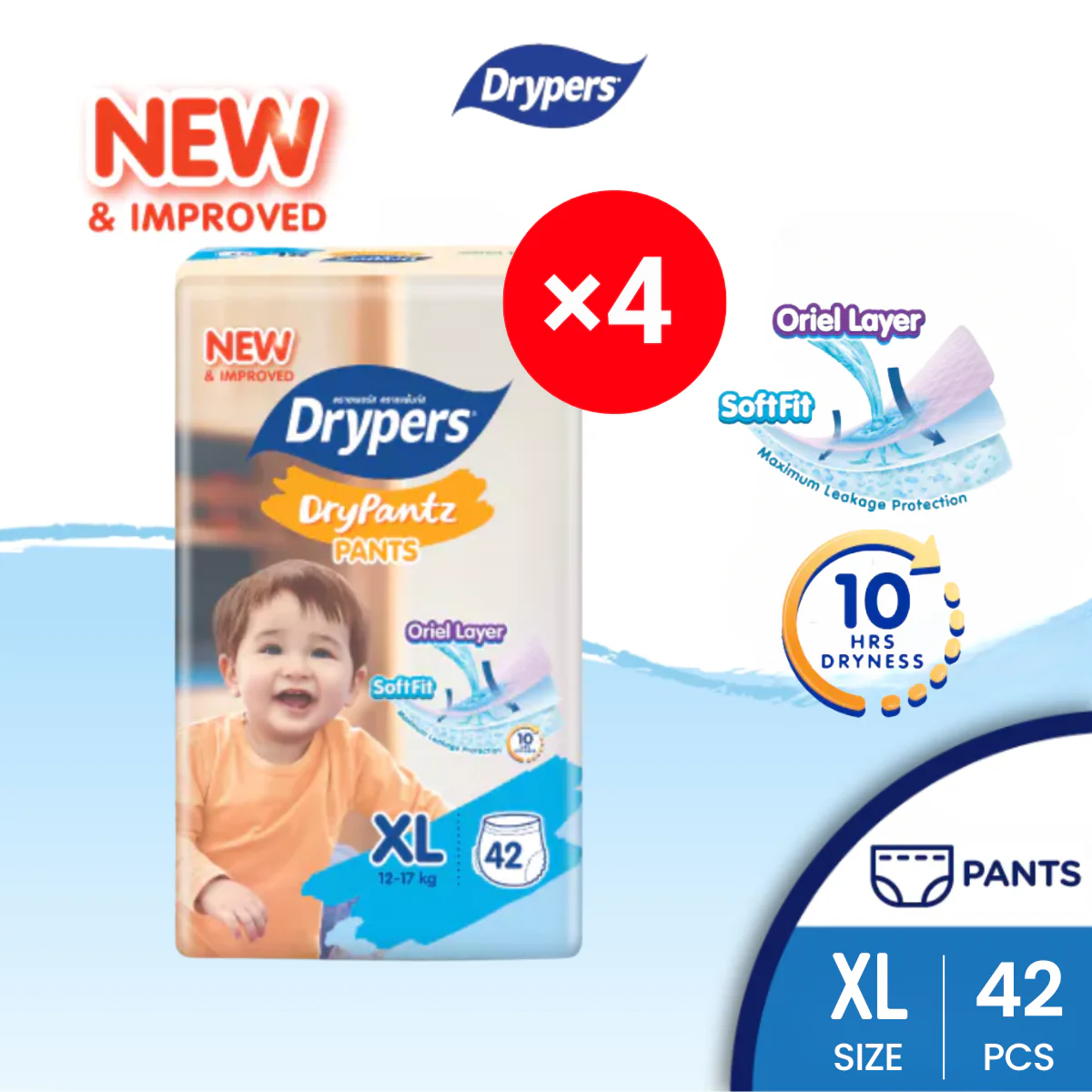 DRYPERS DRYPANTZ XL 42S × 4