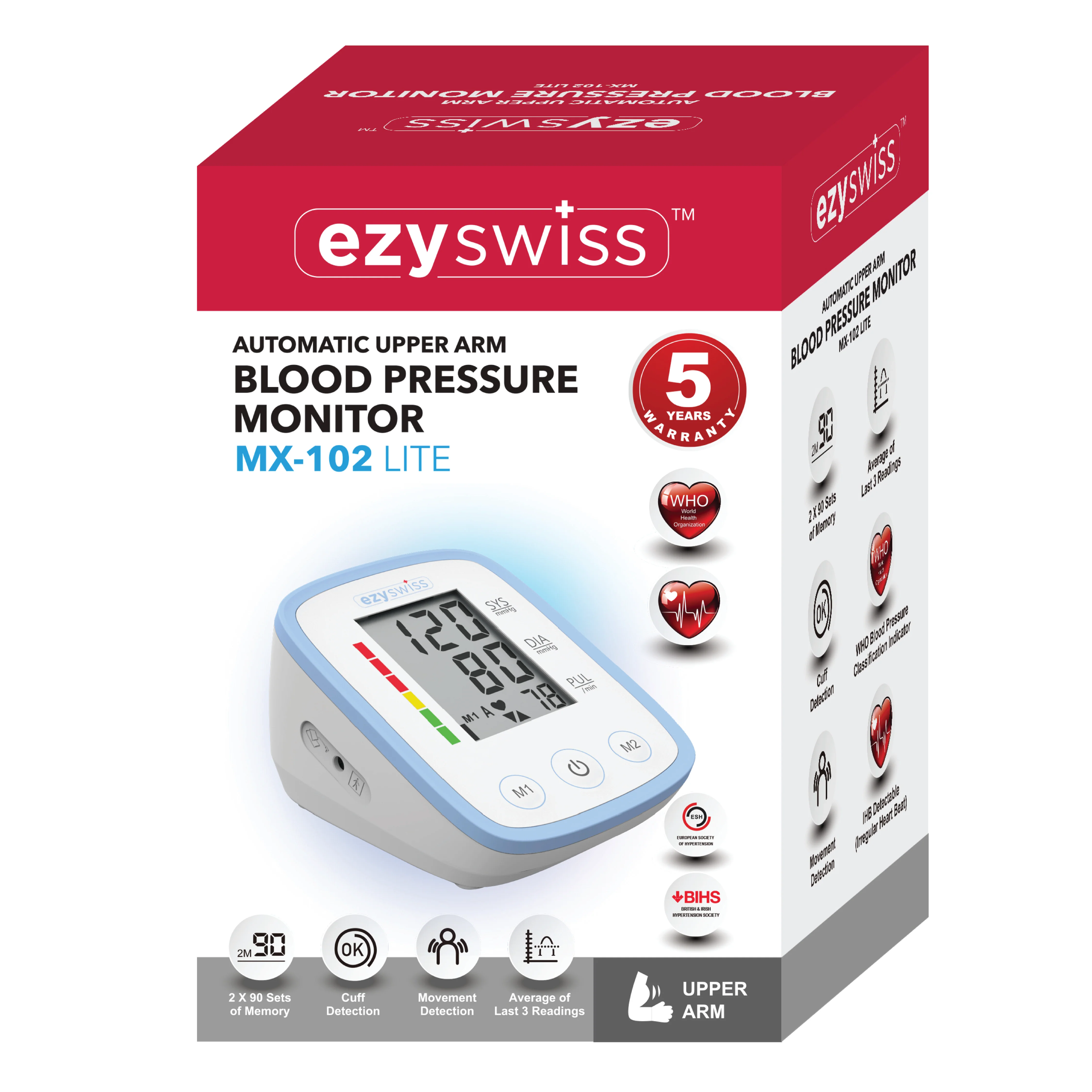 EZYSWISS AUTOMATIC DIGITAL BLOOD PRESSURE MONITOR MX-102 LITE