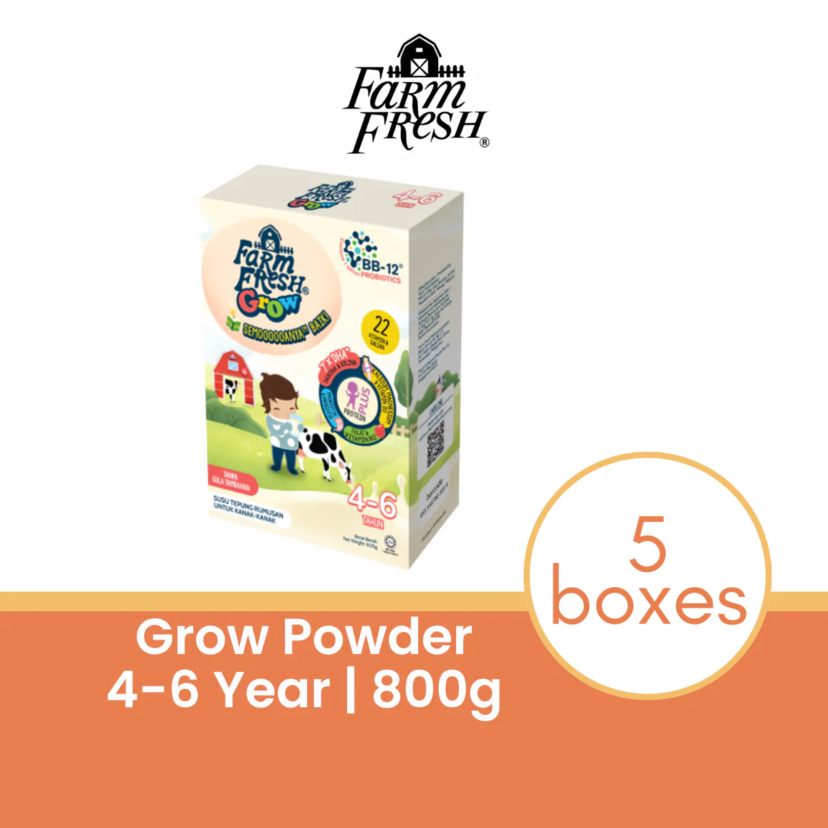 FARM FRESH Grow Powder 4-6 Years 800g × 5