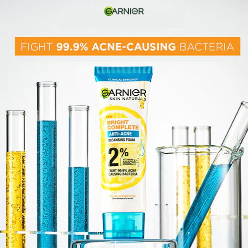 GARNIER BRIGHT COMPLETE ANTI-ACNE 3-IN-1 FOAM 100ML - Image 3