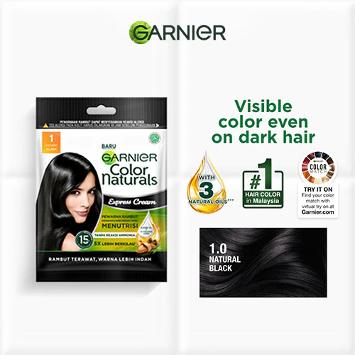 GARNIER COLOR NATURALS NO 1 NATURAL BLACK (SACHET) 1S - Image 3