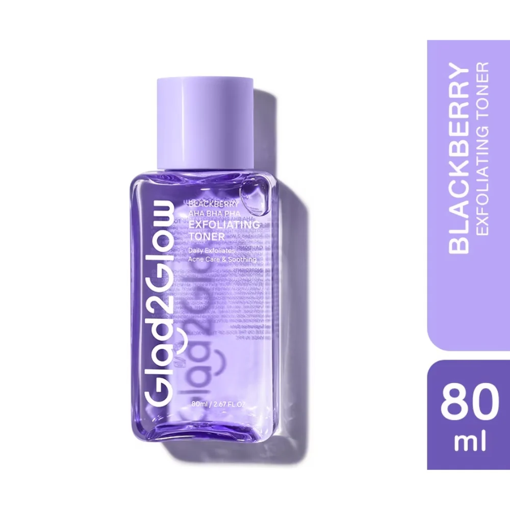 GLAD2GLOW BLACKBERRY AHA BHA PHA EXFOLIATING TONER 80ML