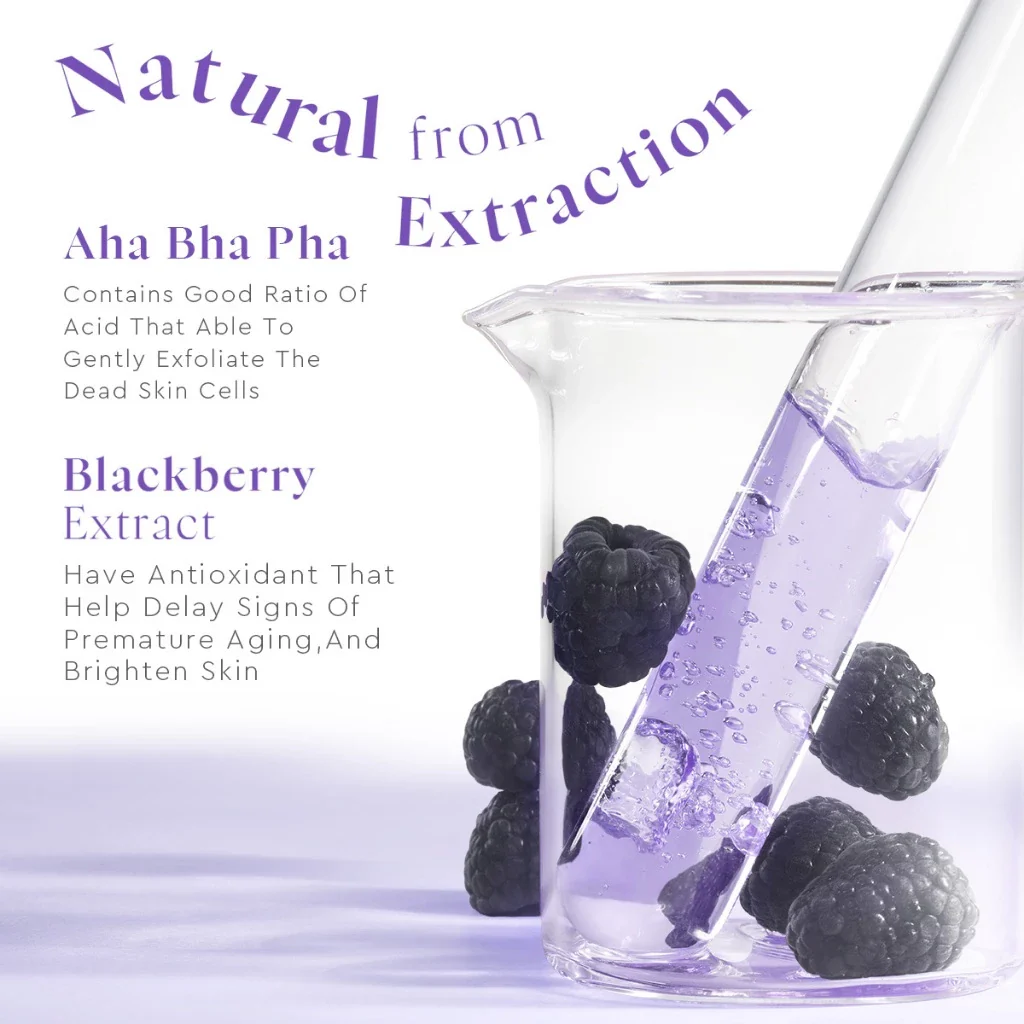 GLAD2GLOW BLACKBERRY AHA BHA PHA EXFOLIATING TONER 80ML - Image 3