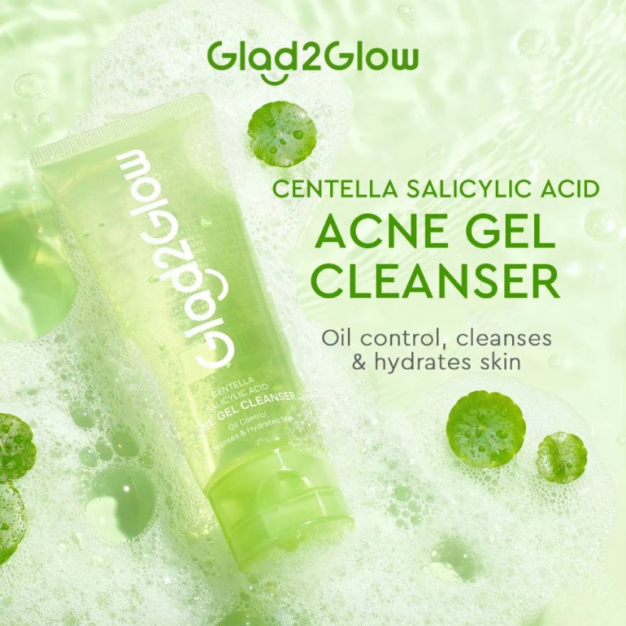 GLAD2GLOW CENTELLA SALICYLIC ACID ACNE GEL CLEANSER 70ML - Image 2