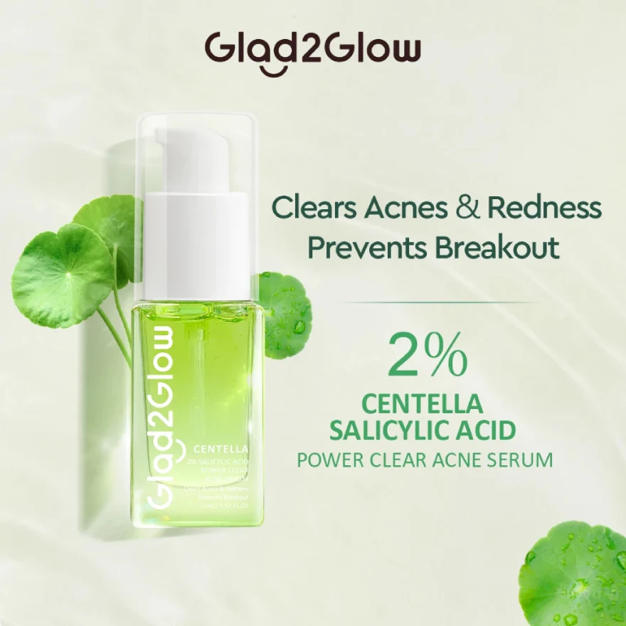 GLAD2GLOW CENTELLA SALICYLIC ACID POWER ACNE SERUM 17ML - Image 2