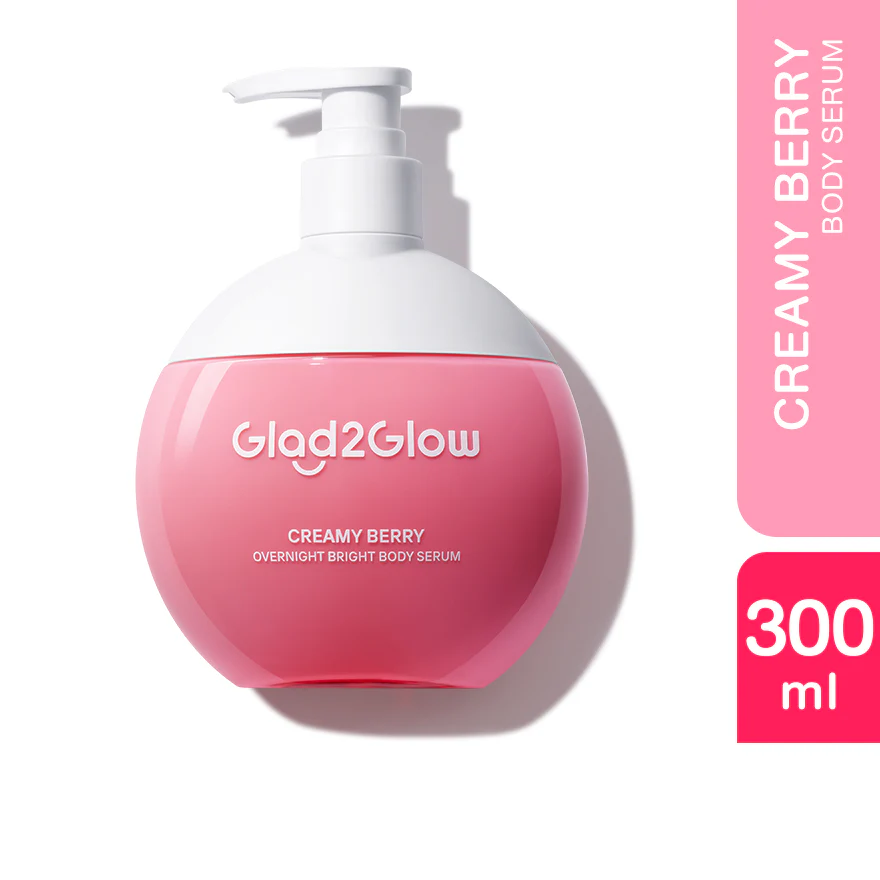 GLAD2GLOW CREAMY BERRY OVERNIGHT BRIGHT BODY SERUM 300ML