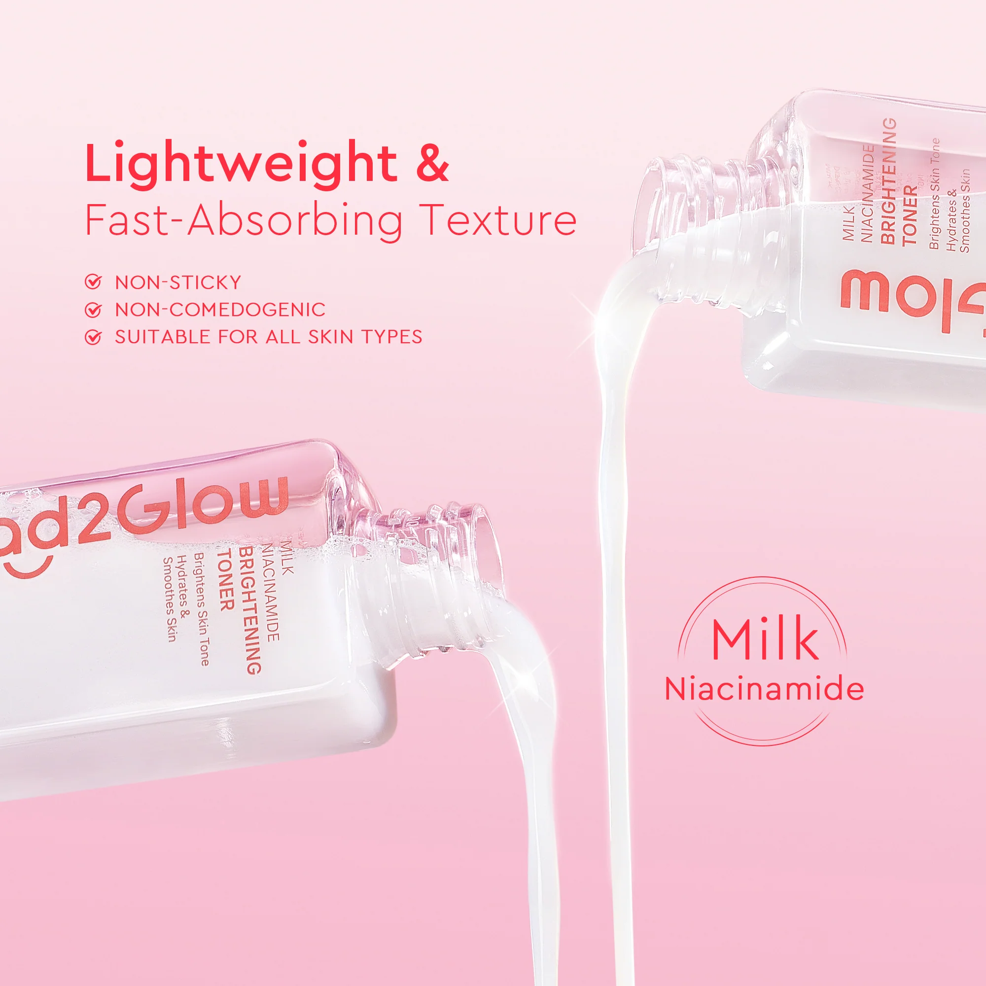 GLAD2GLOW MILK NIACINAMIDE BRIGHTENING TONER 80ML - Image 4