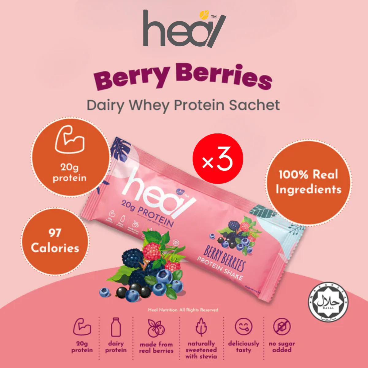 HEAL BERRY BERRIES PROTEIN 30G x 3